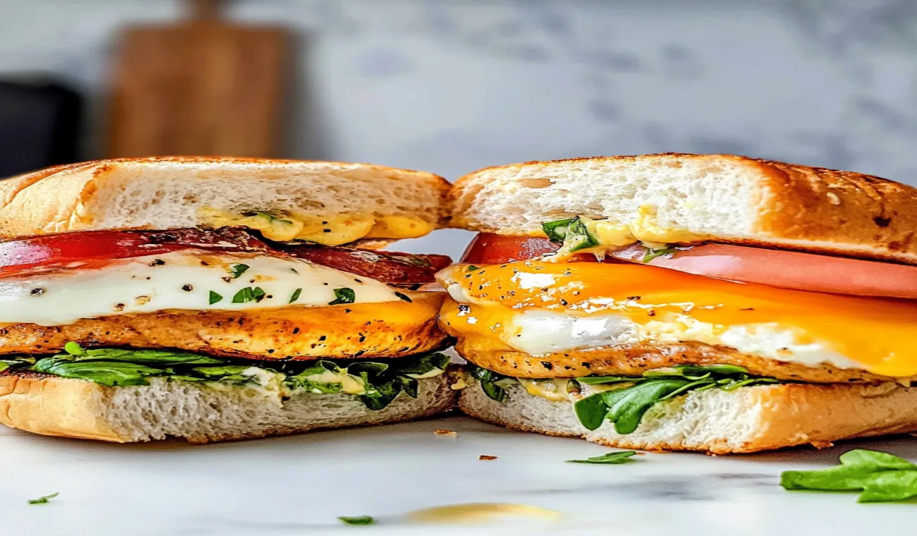 What are the 3 components to a breakfast sandwich?