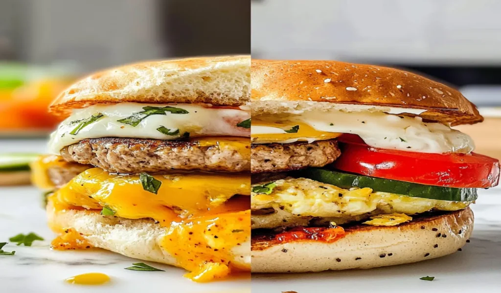 What are the 3 components to a breakfast sandwich?