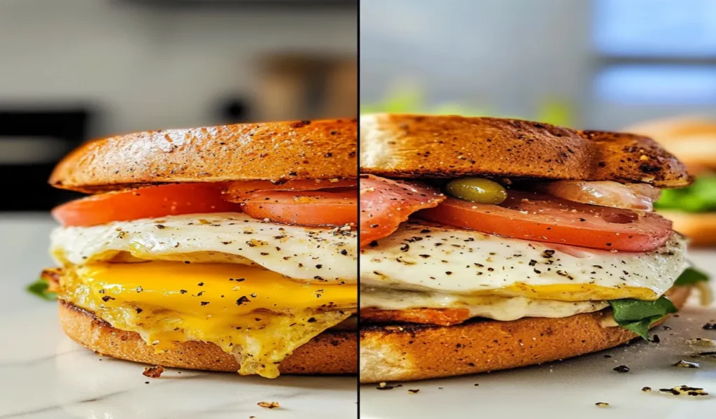 What are the 3 components to a breakfast sandwich?