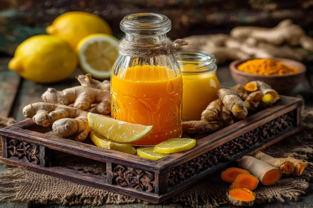 Ginger-Turmeric Immunity Shot in Glass Bottle