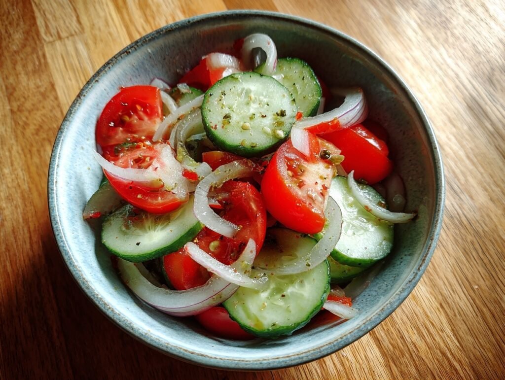 Cucumber Tomato & Onion Summer Salad