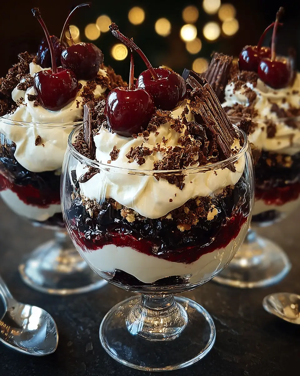 A delicious plate of BLACK FOREST TRIFLE FOR CHRISTMAS