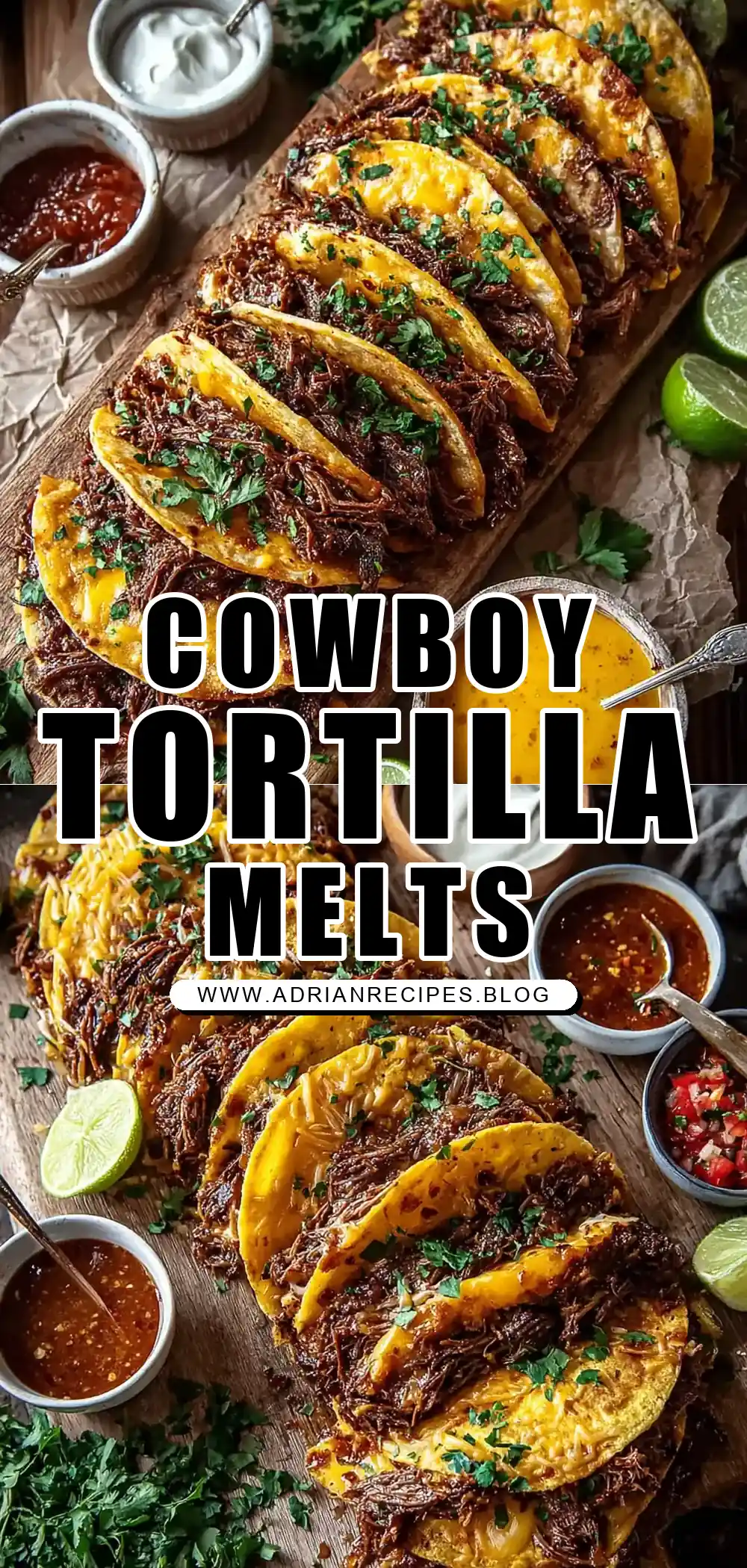 Cowboy Butter Smashed Beef Tortilla Melts with Spicy Dipping Sauce