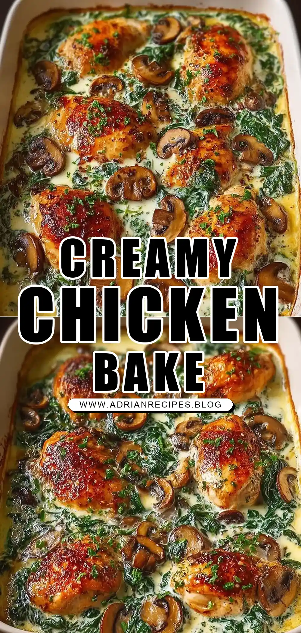 Low Carb Creamy Chicken, Spinach & Mushroom Bake