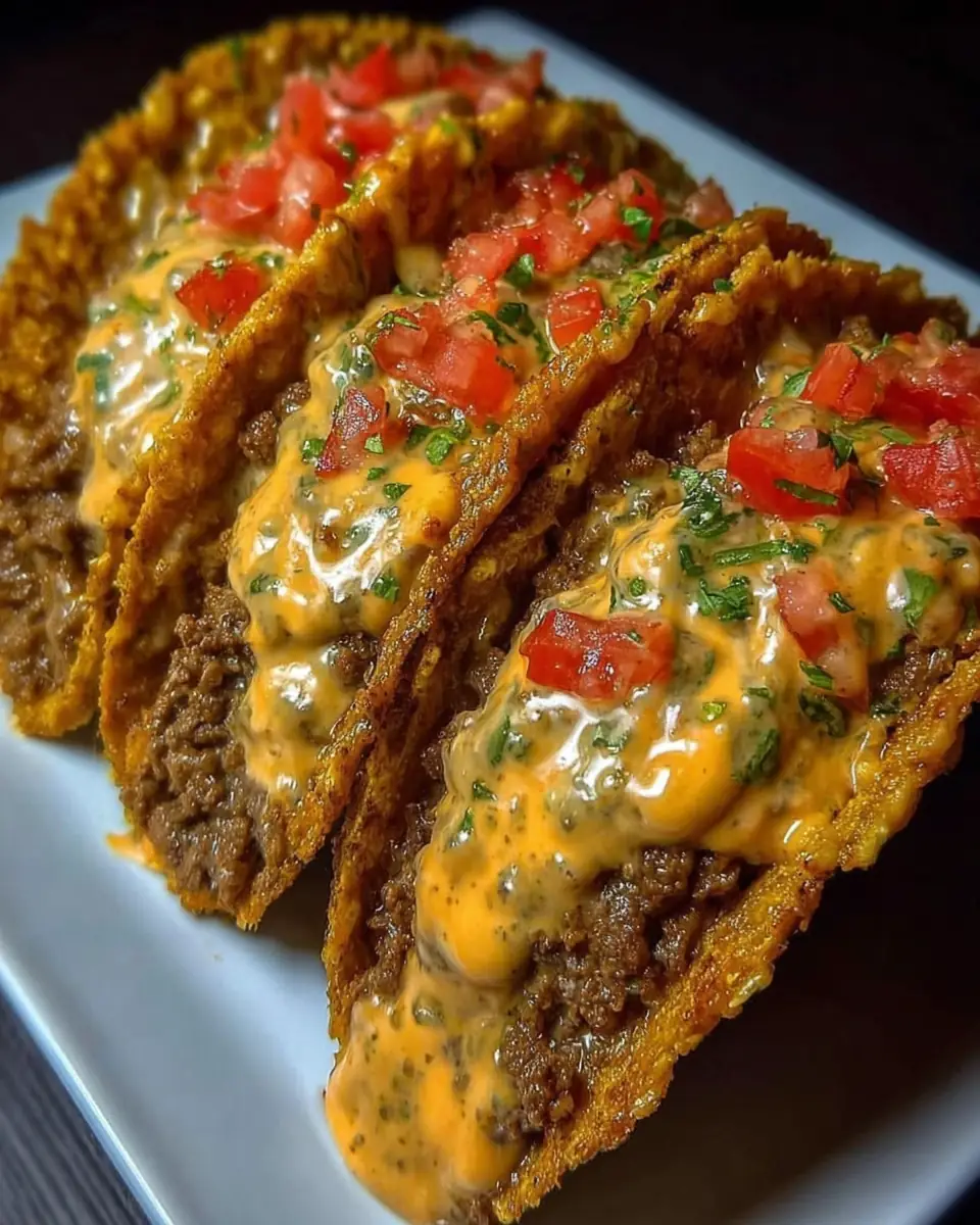 A delicious plate of Cheesy Rotel Beef Tacos