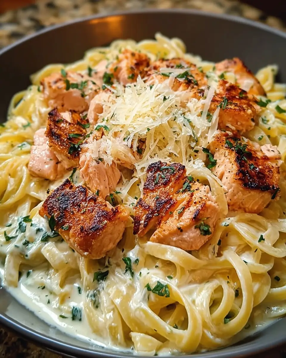 Creamy Air-Fried Salmon Pasta