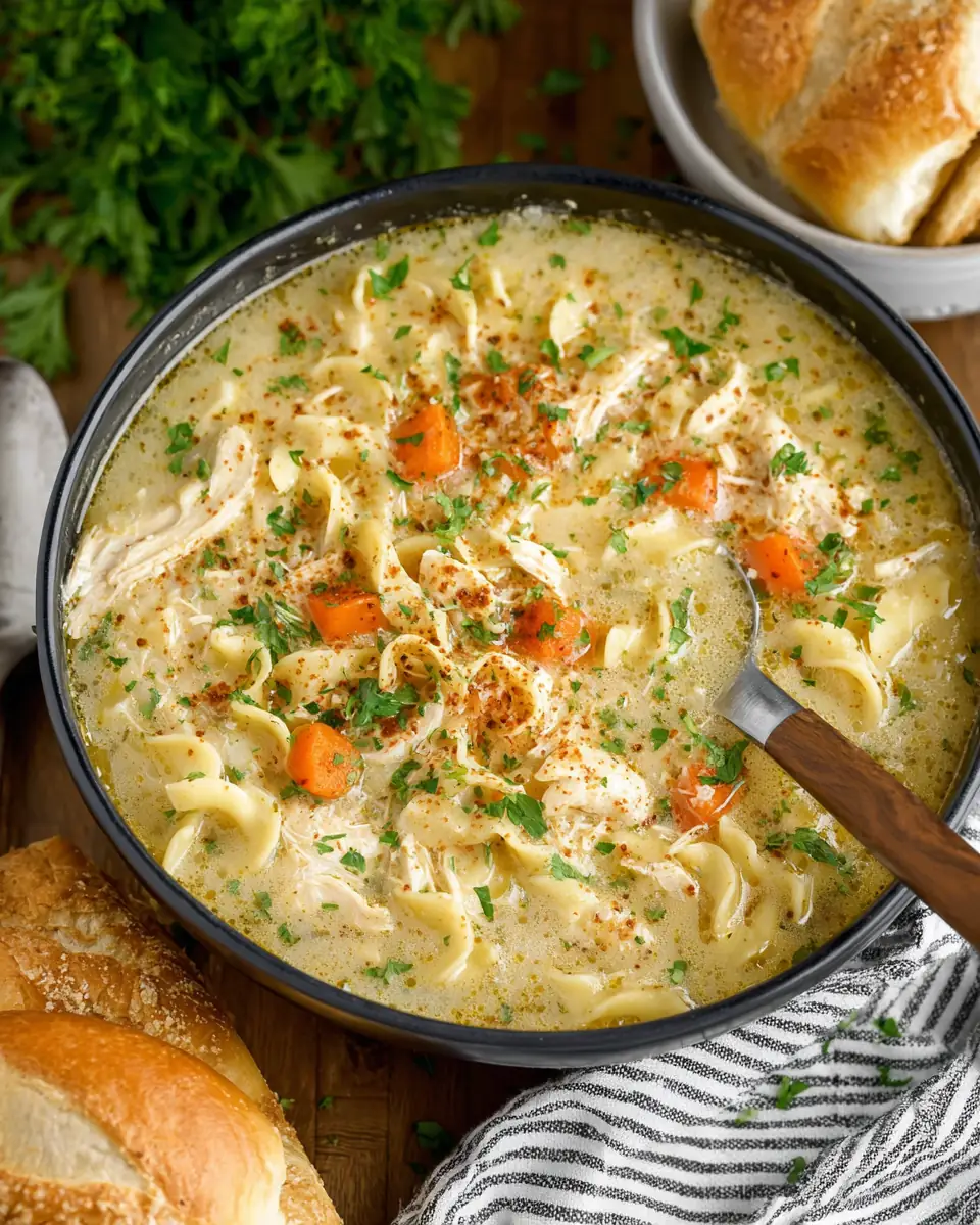 Crockpot Creamy Chicken Noodle Soup • Adrian Recipes