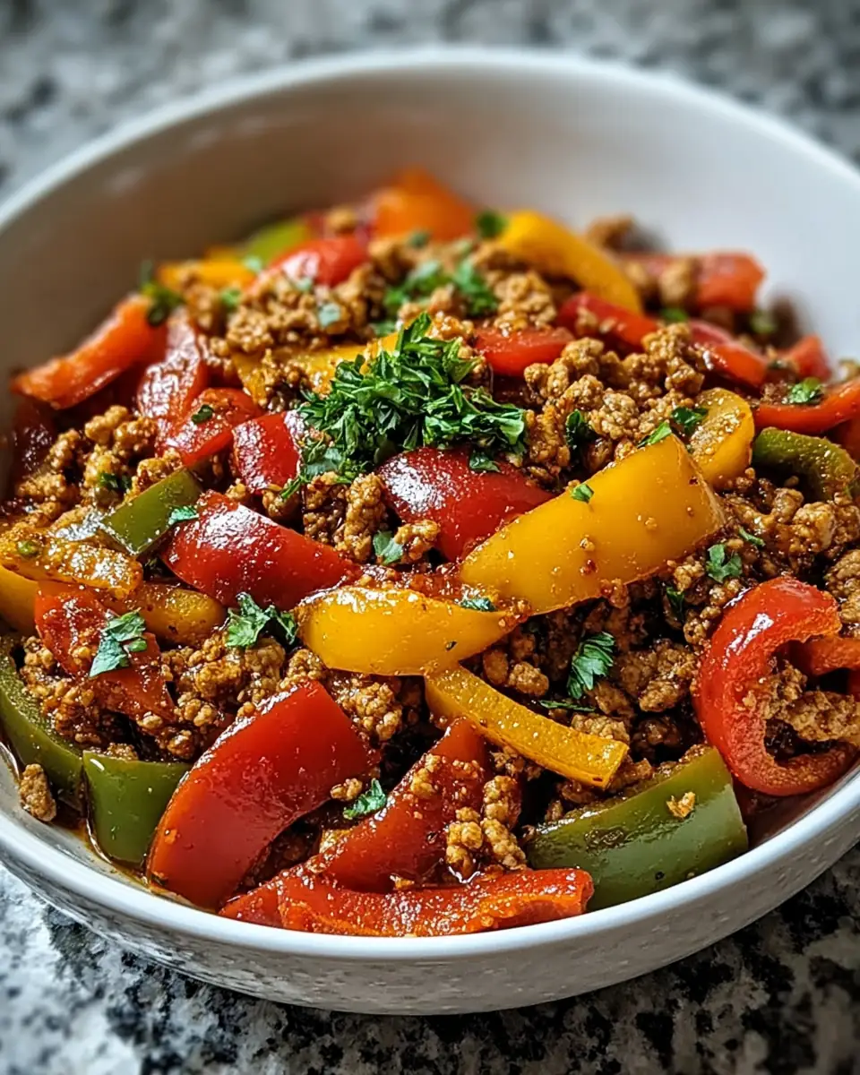 A delicious plate of Ground Turkey and Peppers