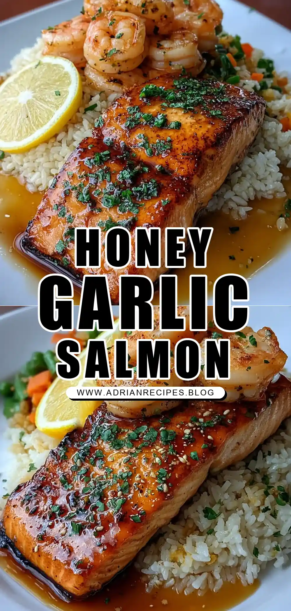 Honey Garlic Glazed Salmon with Shrimp & Veggie Fried Rice