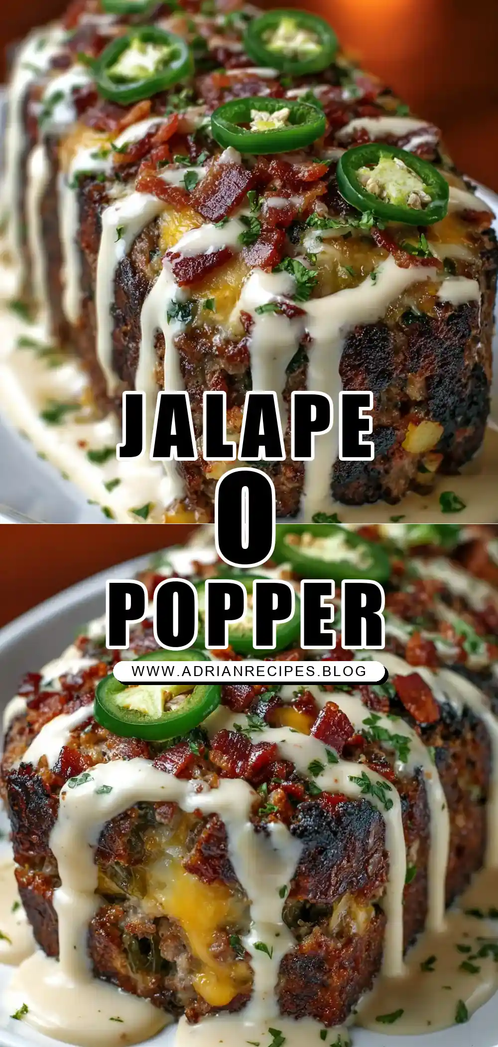 Smoky Jalapeño Popper Meatloaf with Ranch Drizzle