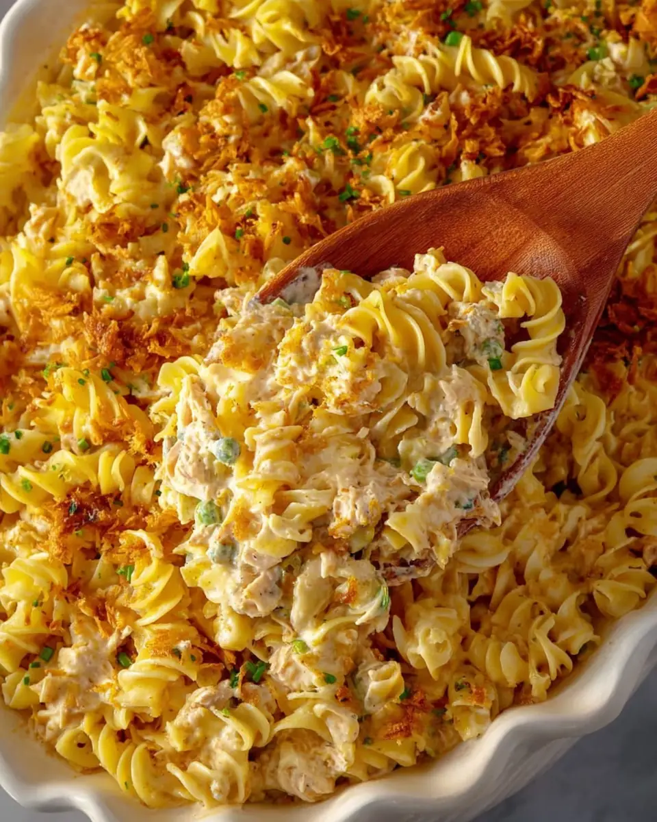 A delicious plate of Old-Fashioned Tuna Noodle Casserole