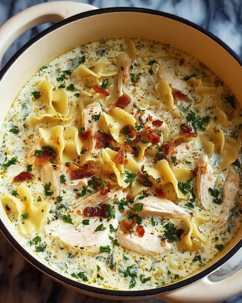 A delicious plate of White Chicken Lasagna Soup