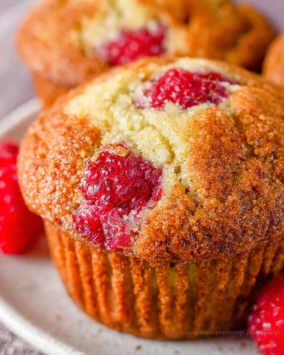 A delicious plate of Banana Raspberry Muffins