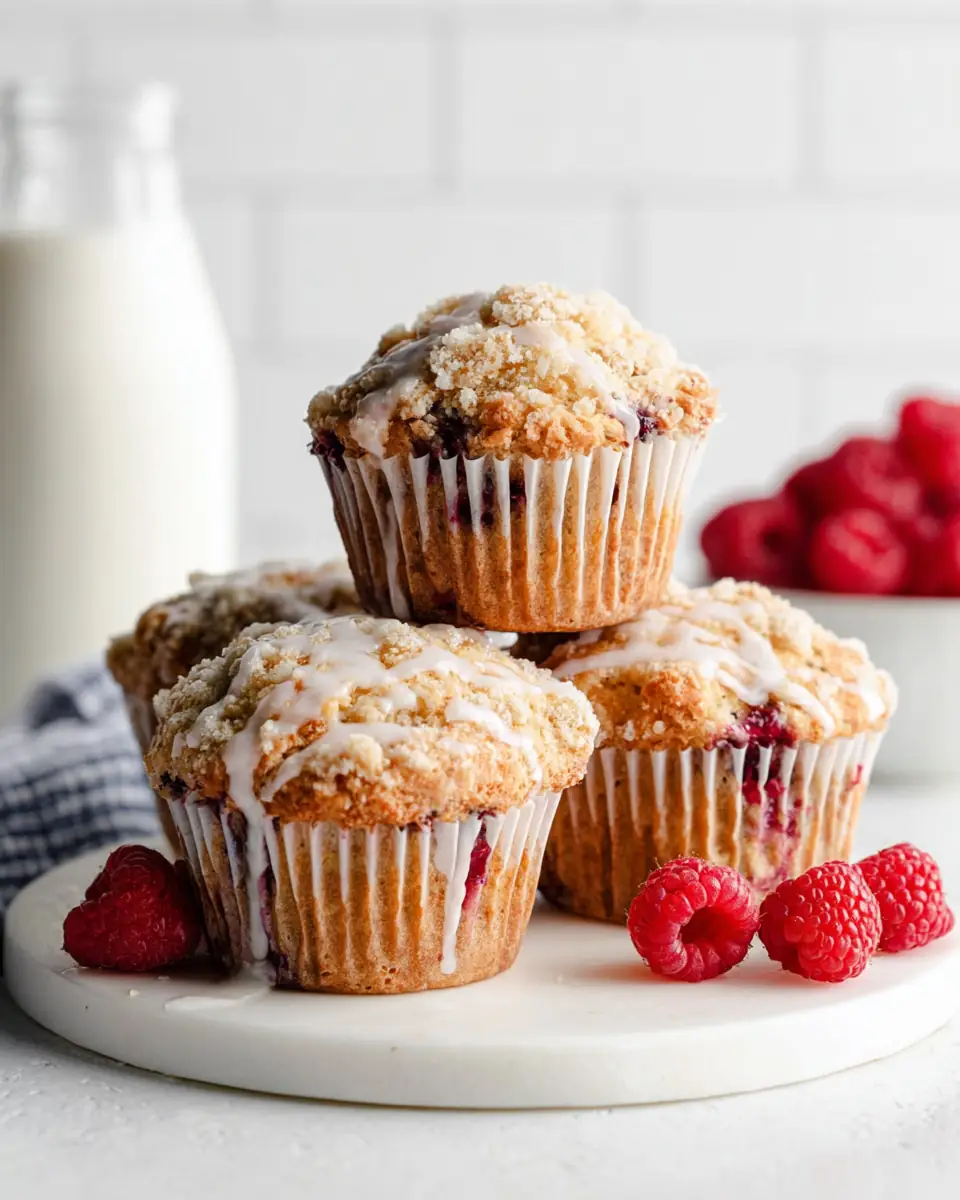 A delicious plate of Buttermilk Raspberry Muffins