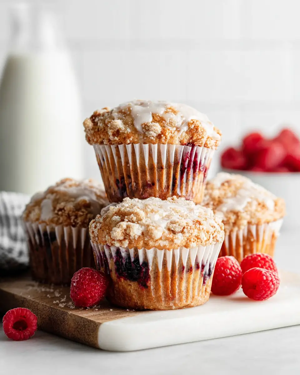 A delicious plate of Buttermilk Raspberry Muffins