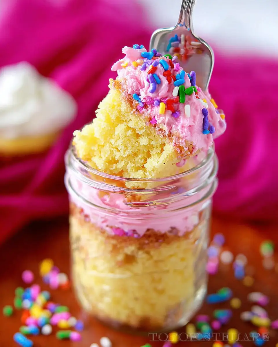 A delicious plate of Cake in a Jar