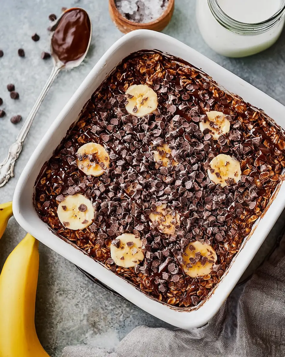 A delicious plate of Chocolate Banana Baked Oatmeal