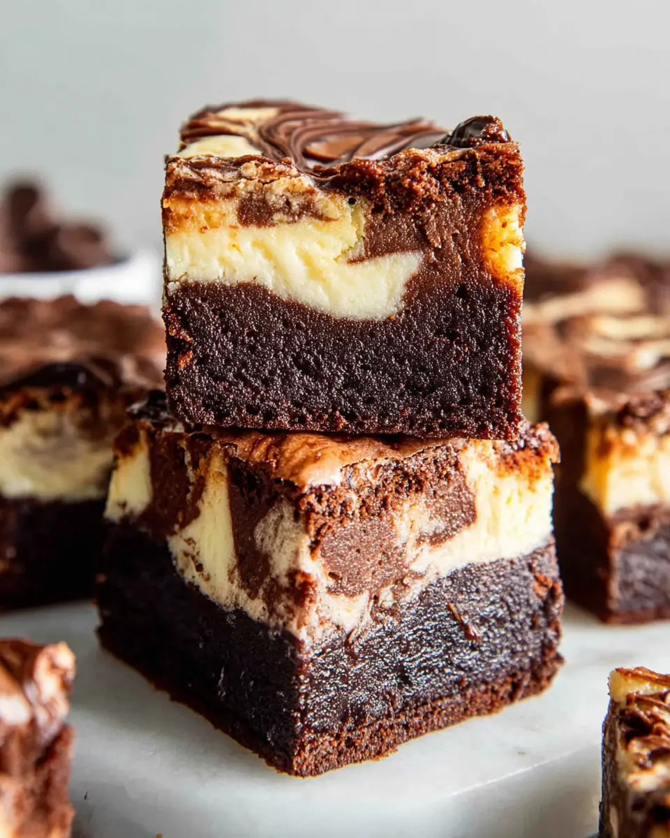 A delicious plate of Cream Cheese Brownies