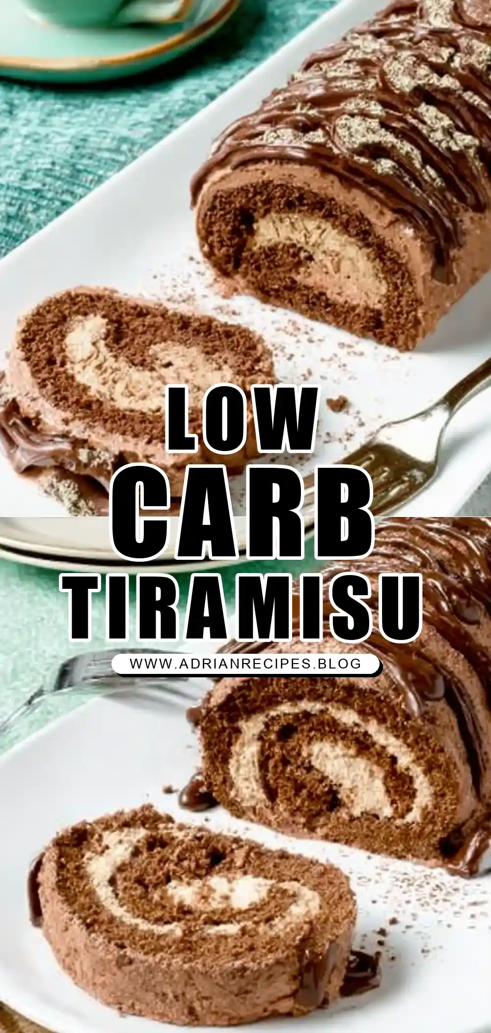 Low Carb Chocolate Tiramisu Cake Roll