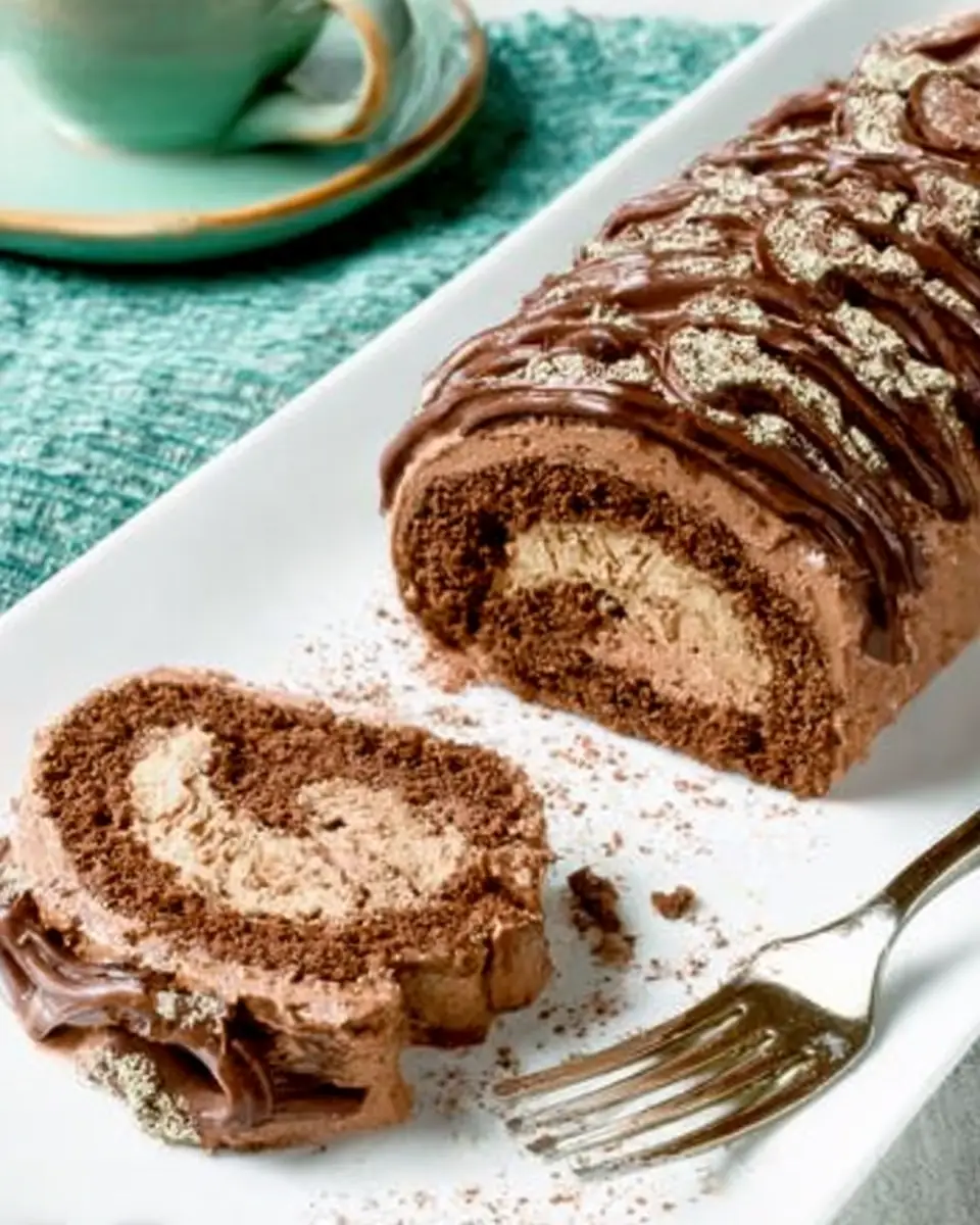 A delicious plate of Low Carb Chocolate Tiramisu Cake Roll