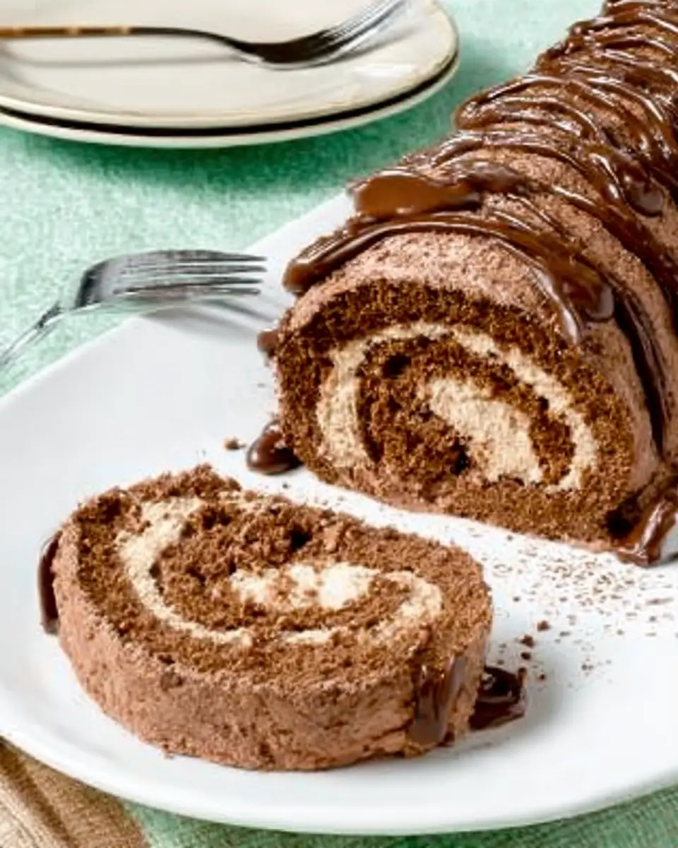 A delicious plate of Low Carb Chocolate Tiramisu Cake Roll