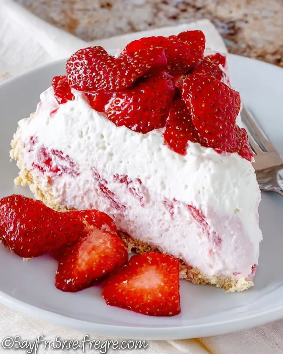 A delicious plate of Low Carb No Bake Strawberry Cream Pie