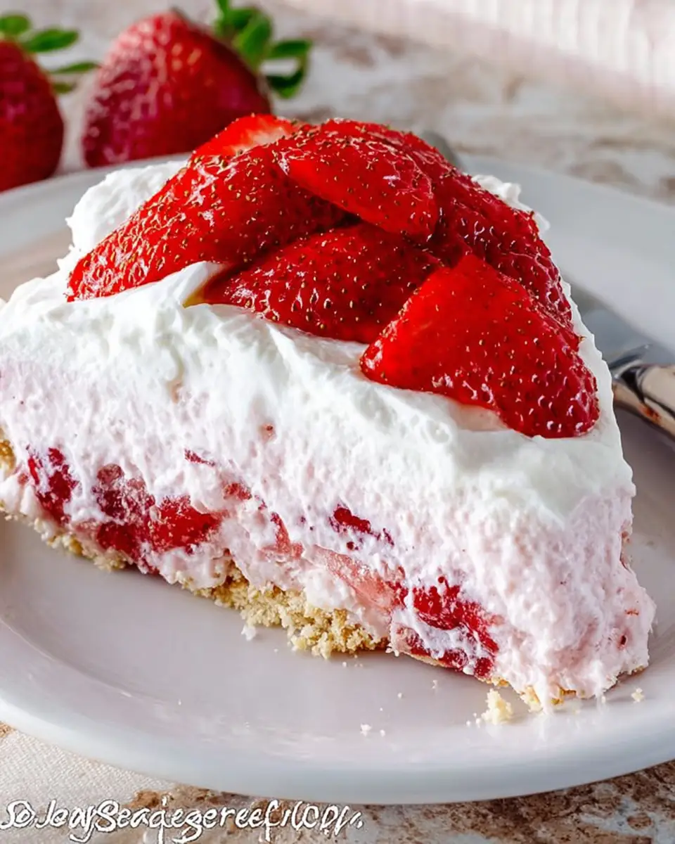 A delicious plate of Low Carb No Bake Strawberry Cream Pie