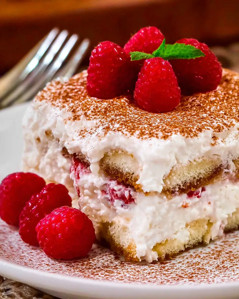 A delicious plate of Raspberry Tiramisu