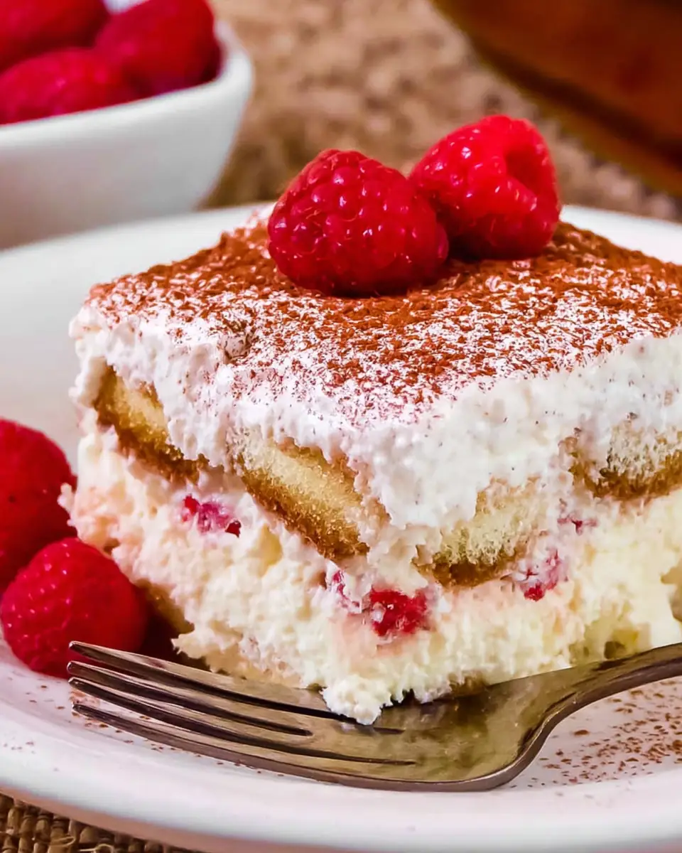 A delicious plate of Raspberry Tiramisu