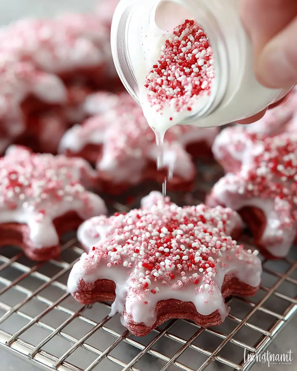 A delicious plate of Red Velvet Waffle Cookies