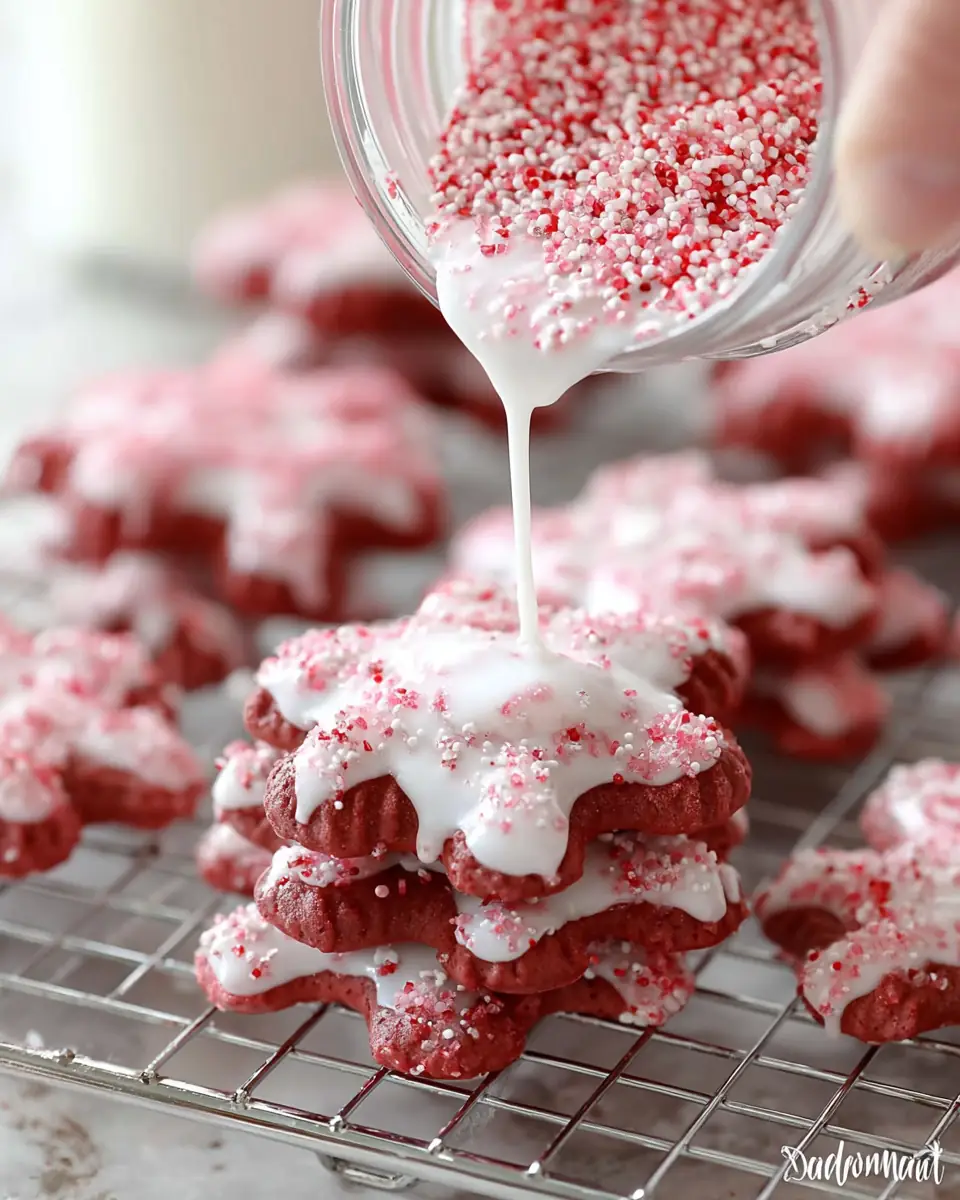 A delicious plate of Red Velvet Waffle Cookies