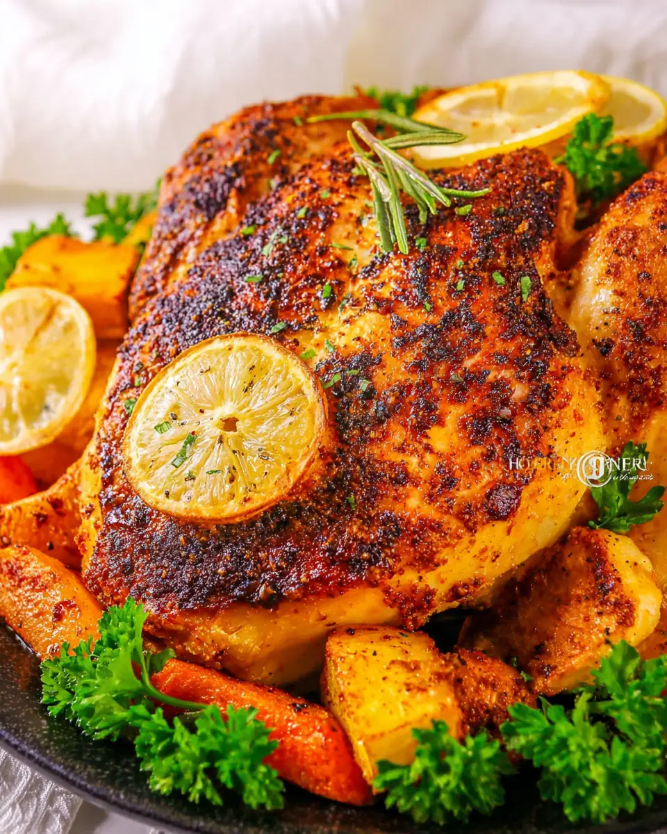 A delicious plate of Roasted Half Chicken