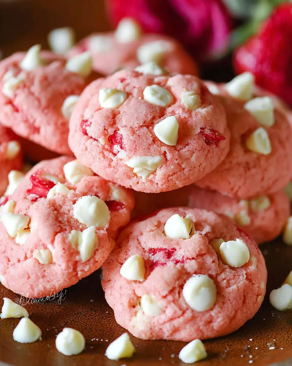 A delicious plate of Strawberry Cheesecake Cookies