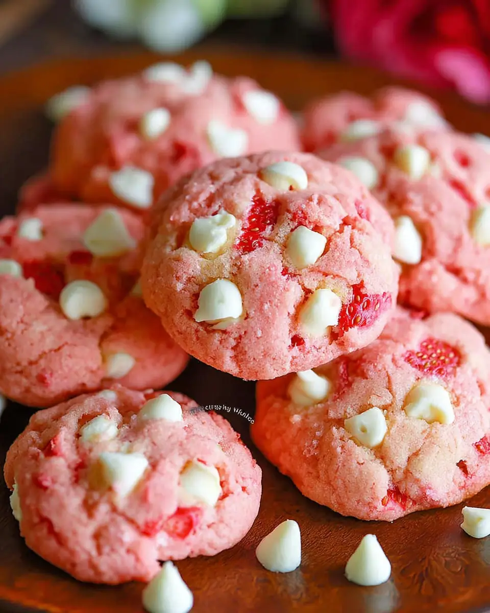A delicious plate of Strawberry Cheesecake Cookies