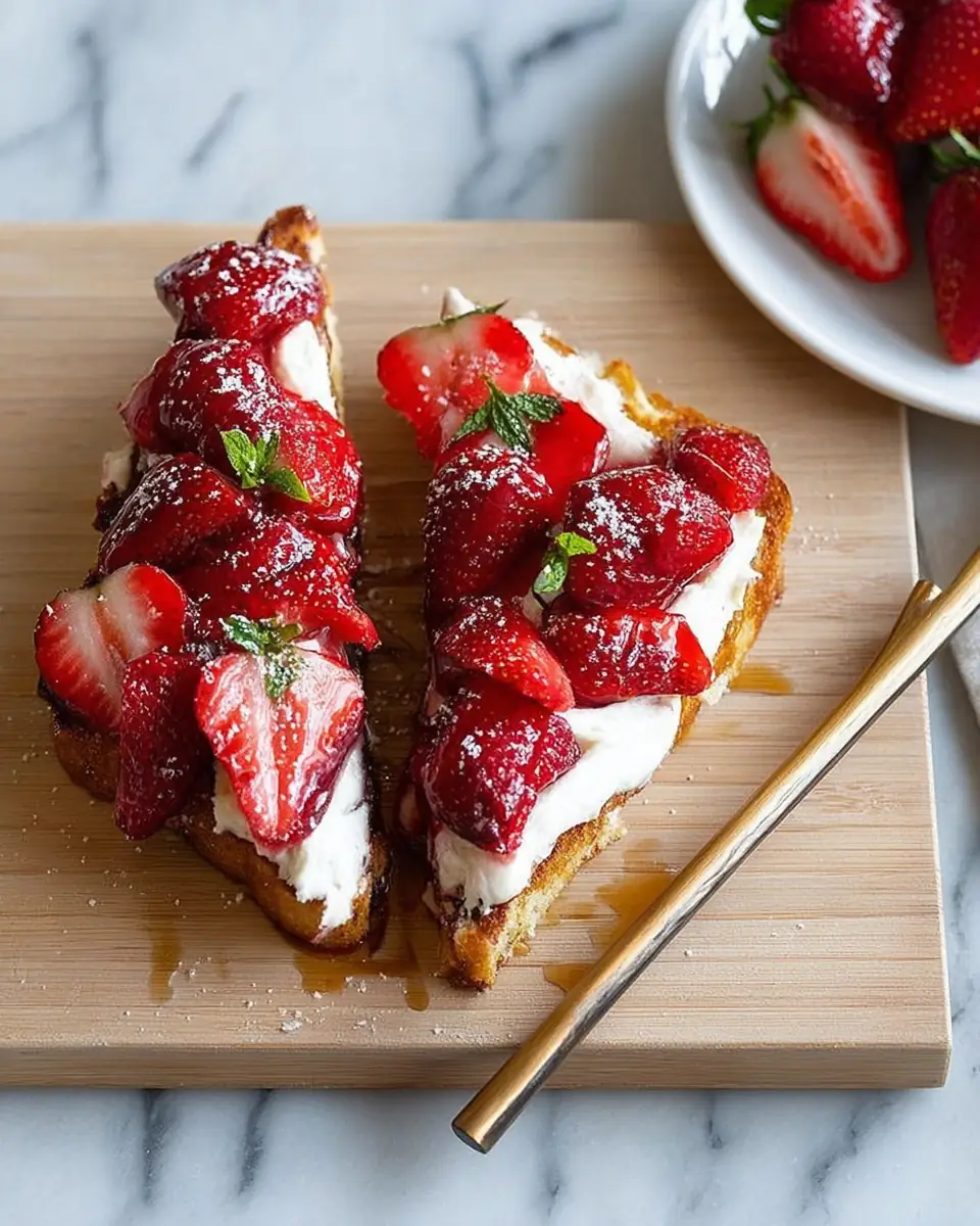 A delicious plate of Strawberry Cheesecake Toast
