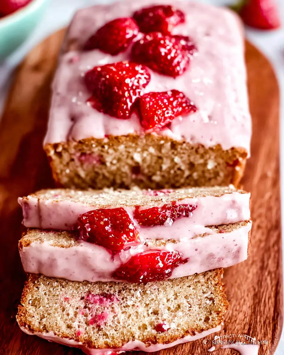 A delicious plate of Strawberry Loaf Cake