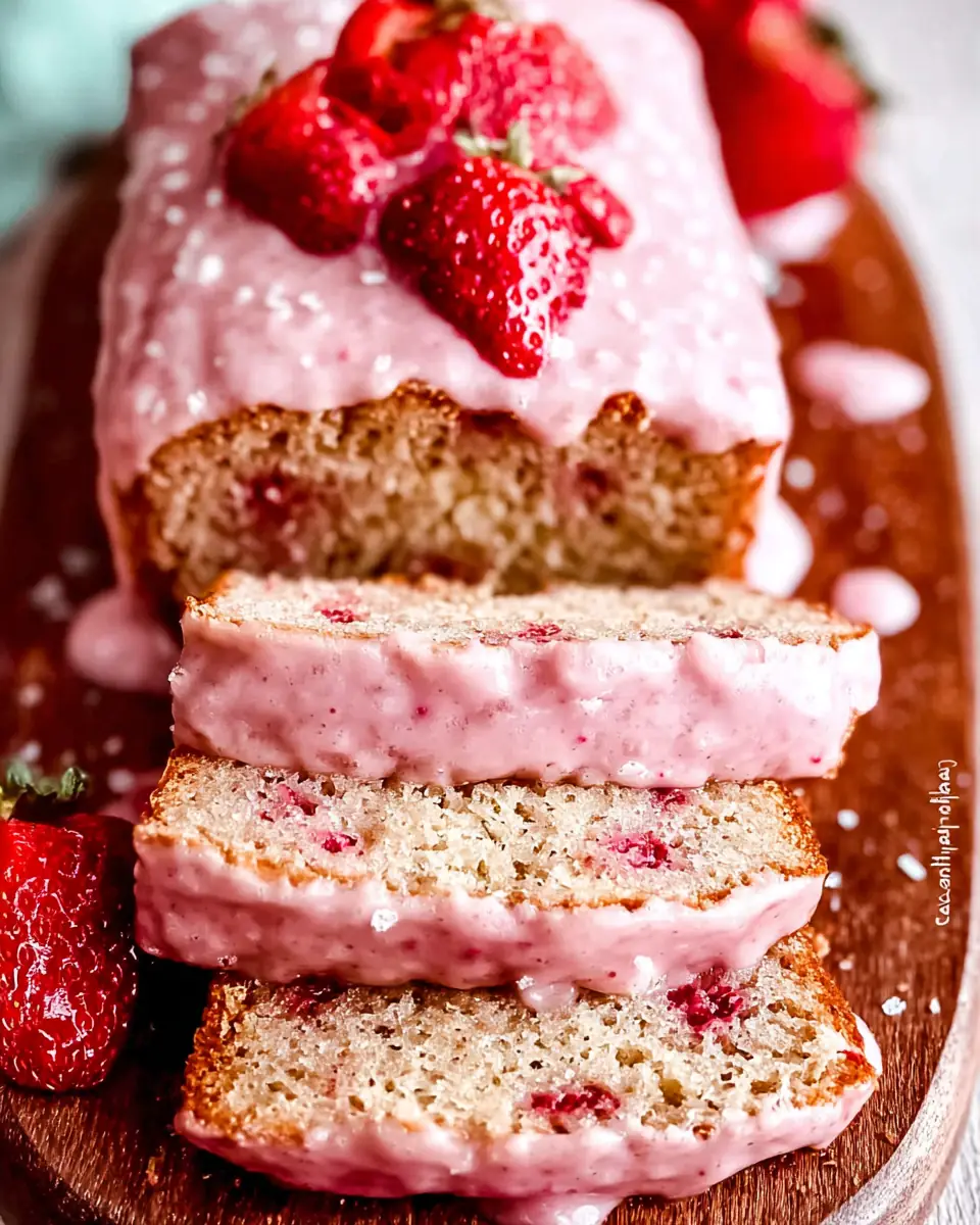 A delicious plate of Strawberry Loaf Cake