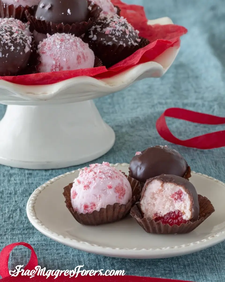 A delicious plate of Sugar-Free No Bake Raspberry Cheesecake Bites