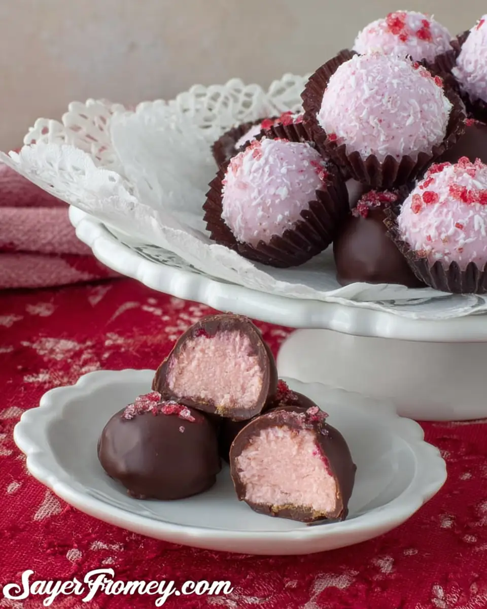 A delicious plate of Sugar-Free No Bake Raspberry Cheesecake Bites