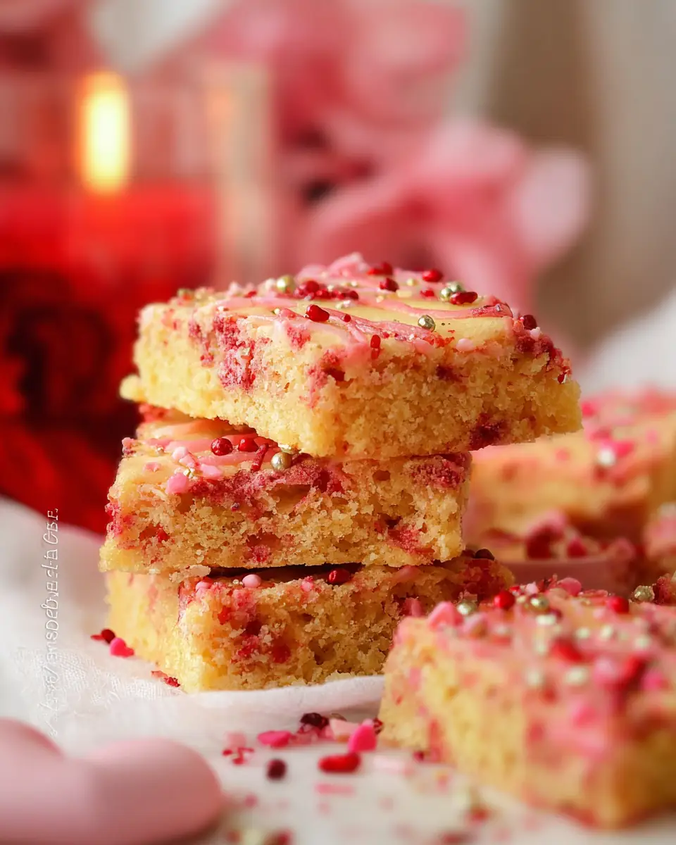 A delicious plate of Valentine Cake Mix Bars
