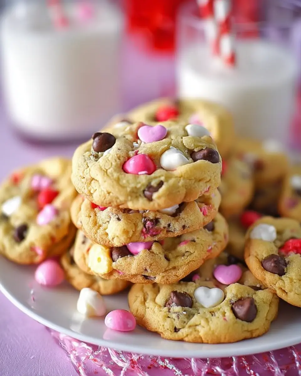 A delicious plate of Valentine Chocolate Chip Cookies