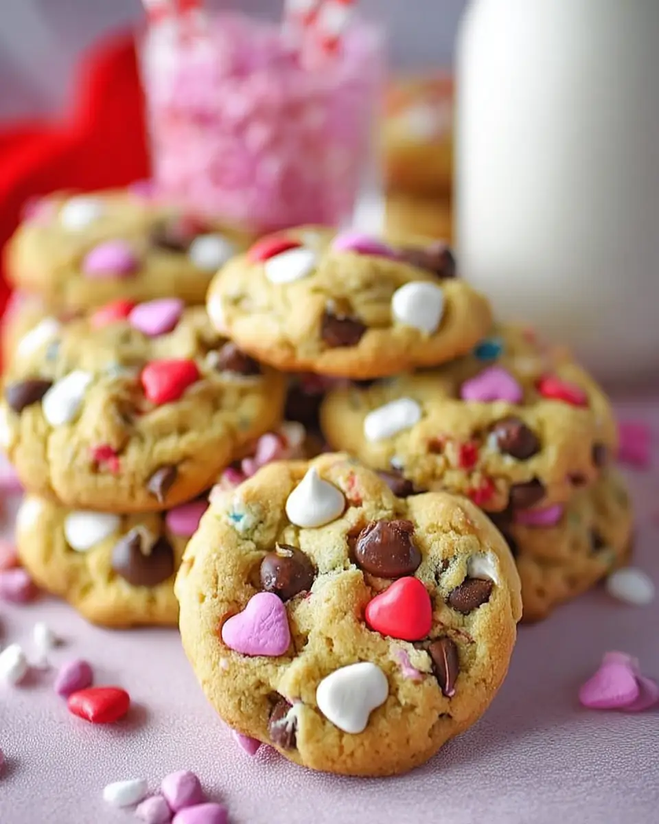A delicious plate of Valentine Chocolate Chip Cookies