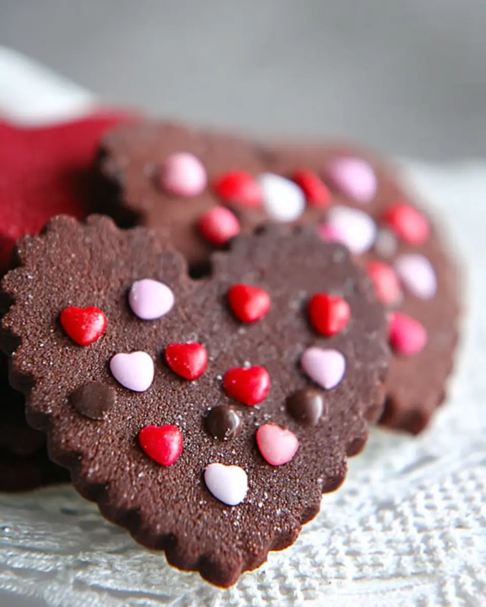 A delicious plate of Valentine Chocolate Sugar Cookies