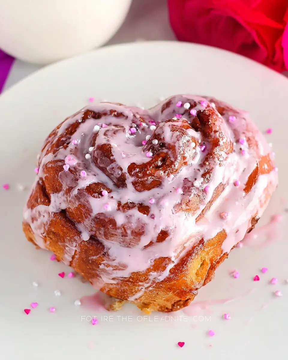A delicious plate of Valentine Cinnamon Rolls