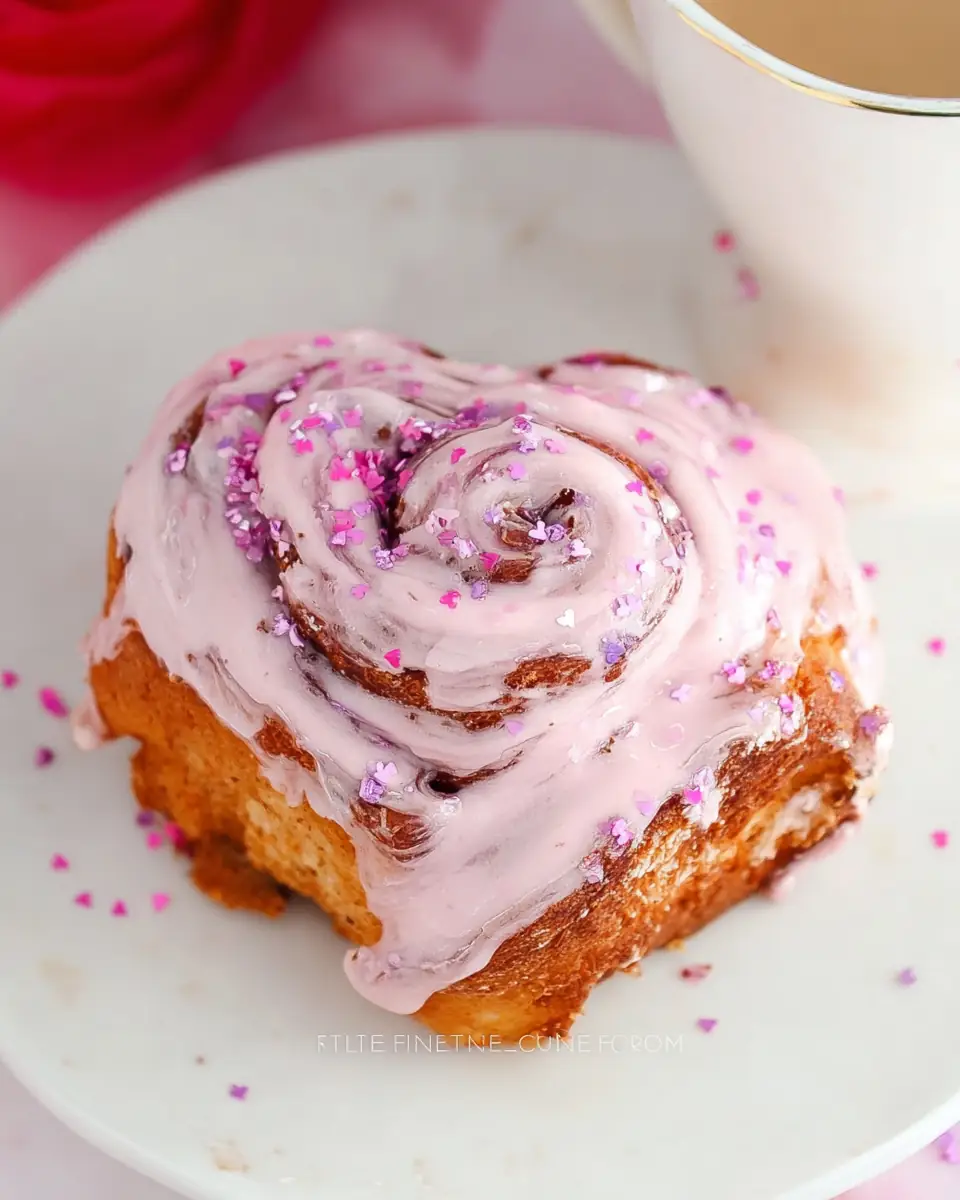 A delicious plate of Valentine Cinnamon Rolls