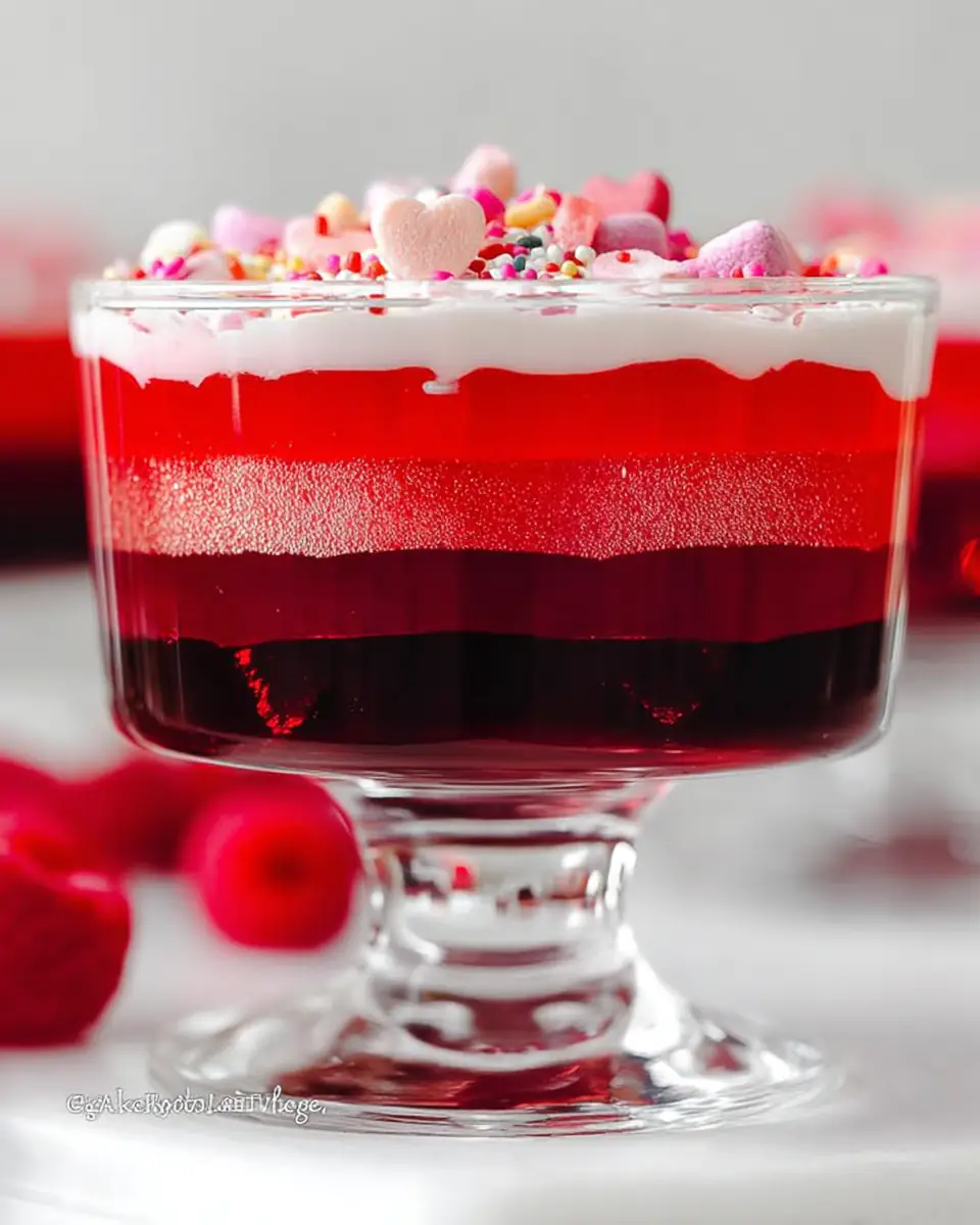 A delicious plate of Valentine Layered Jello Recipe