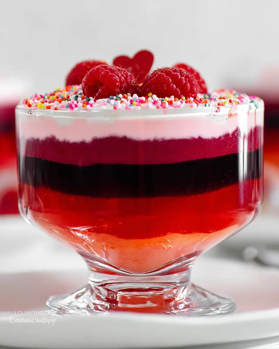 A delicious plate of Valentine Layered Jello Recipe
