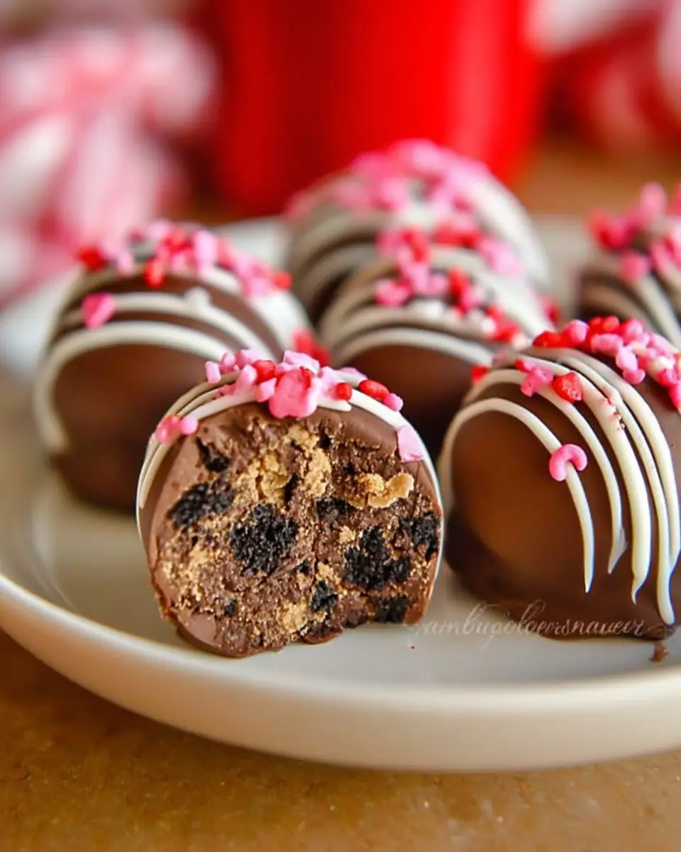 A delicious plate of Valentine Oreo Truffles