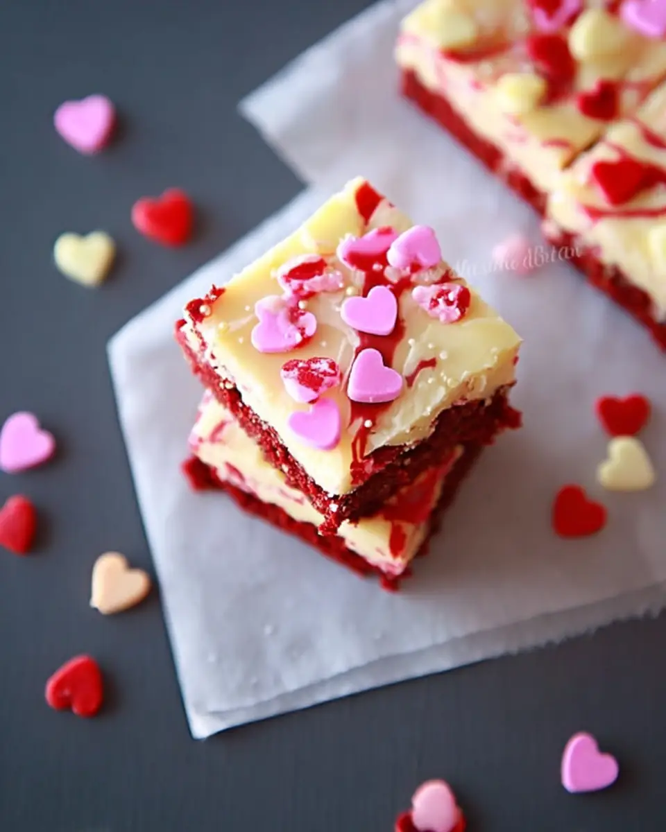 A delicious plate of Valentine Red Velvet Brownies