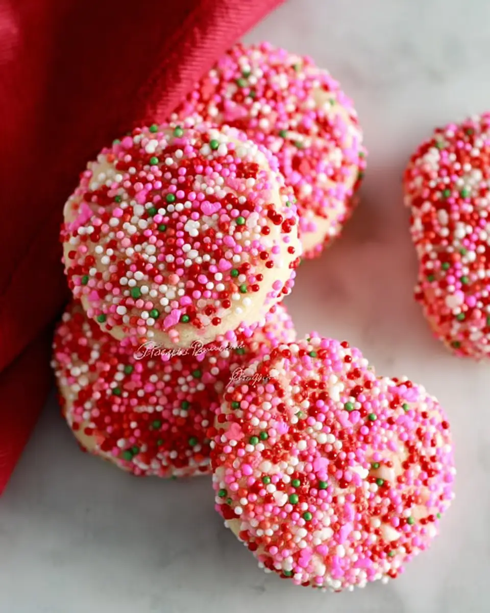 A delicious plate of Valentine Sprinkle Sugar Cookies